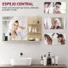 Espejo de Baño de Pared con 2 Estantes Laterales y Estante Inferior para Entrada Pasillo 75x10x48 cm Madera Natural - Ogal.Es
