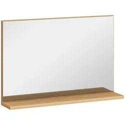 Espejo de Baño de Pared con Estante Abierto Estilo Moderno para Entrada Pasillo 60x12x40 cm Madera Natural - Ogal.Es