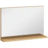 Espejo de Baño de Pared con Estante Abierto Estilo Moderno para Entrada Pasillo 60x12x40 cm Madera Natural - Ogal.Es