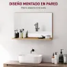 Espejo de Baño de Pared con Estante Abierto Estilo Moderno para Entrada Pasillo 60x12x40 cm Madera Natural - Ogal.Es