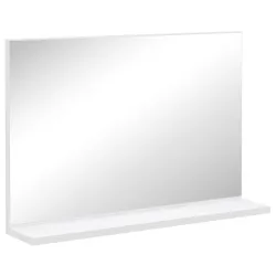 Espejo de Baño de Pared con Estante Abierto Estilo Moderno para Entrada Pasillo 60x12x40 cm Blanco - Ogal.Es