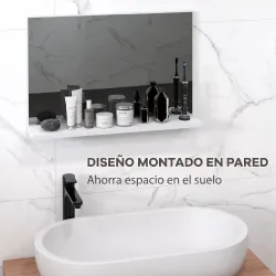 Espejo de Baño de Pared con Estante Abierto Estilo Moderno para Entrada Pasillo 60x12x40 cm Blanco - Ogal.Es