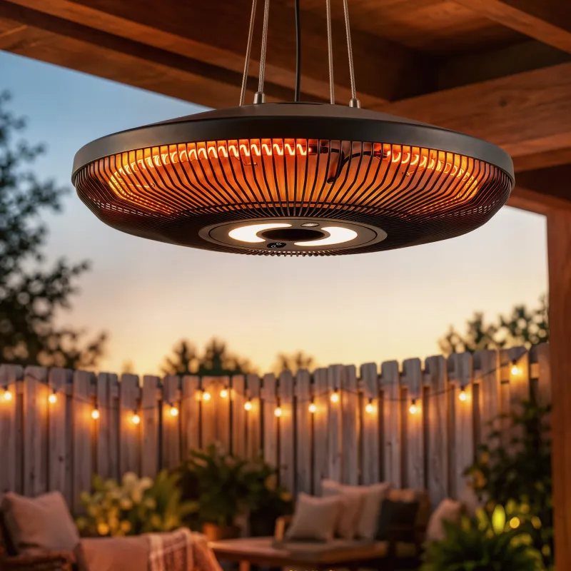 Calefactor por Infrarrojos Terraza Colgante 2000 W con Luz LED Control por Táctil/Mando 2 Niveles Calor y Tempor... - Ogal.Es
