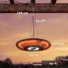 Calefactor por Infrarrojos Terraza Colgante 2000 W con Luz LED Control por Táctil/Mando 2 Niveles Calor y Tempor... - Ogal.Es