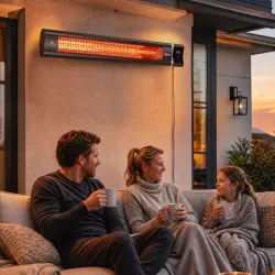 Calefactor por Infrarrojos Terraza 3000 W IP65 9 Niveles Calor Temporizador 24 H Control Táctil/Remoto Pantalla LED - Ogal.Es