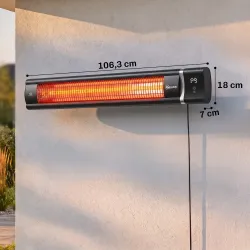 Calefactor por Infrarrojos Terraza 3000 W IP65 9 Niveles Calor Temporizador 24 H Control Táctil/Remoto Pantalla LED - Ogal.Es
