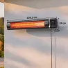 Calefactor por Infrarrojos Terraza 3000 W IP65 9 Niveles Calor Temporizador 24 H Control Táctil/Remoto Pantalla LED - Ogal.Es