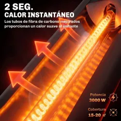 Calefactor por Infrarrojos Terraza 3000 W IP65 9 Niveles Calor Temporizador 24 H Control Táctil/Remoto Pantalla LED - Ogal.Es