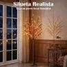 Árbol de Abedul Artificial 150 cm con 96 Luces LED Blanco Cálido Bayas Rojas Temporizador y 12 Ramas Flexibles M... - Ogal.Es