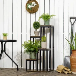 Soporte para Plantas de Madera de 4 Niveles con Base Soporte para Macetas para Interior y Exterior 40x40x81 cm M... - Ogal.Es