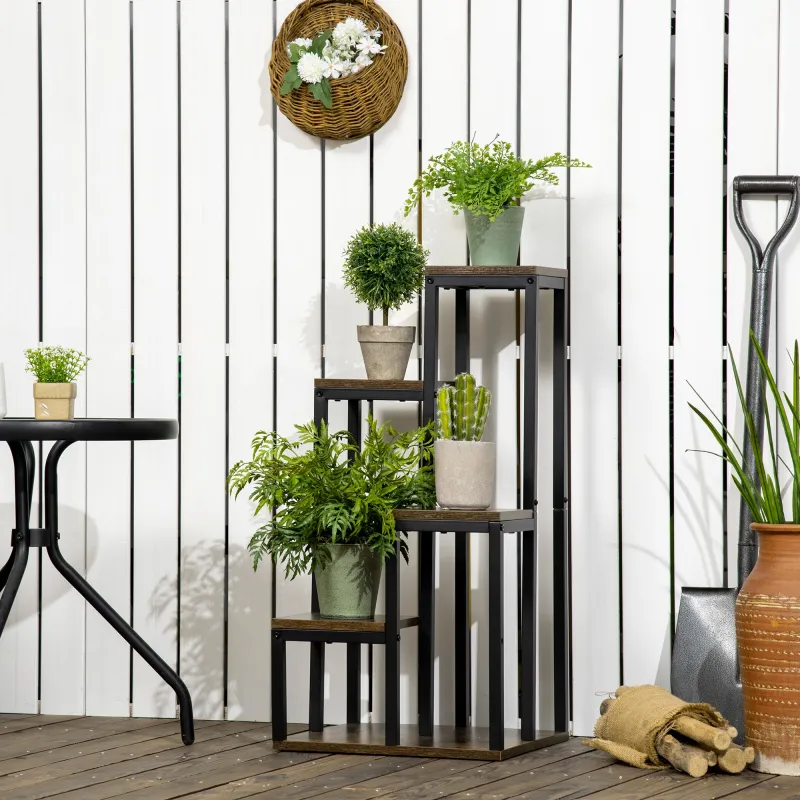 Soporte para Plantas de Madera de 4 Niveles con Base Soporte para Macetas para Interior y Exterior 40x40x81 cm M... - Ogal.Es
