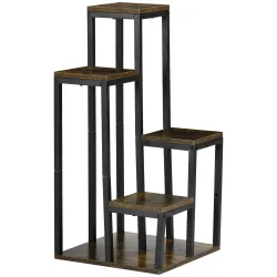Soporte para Plantas de Madera de 4 Niveles con Base Soporte para Macetas para Interior y Exterior 40x40x81 cm M... - Ogal.Es
