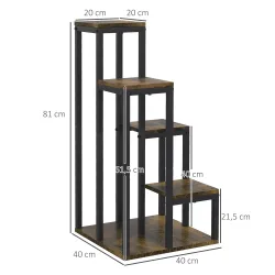 Soporte para Plantas de Madera de 4 Niveles con Base Soporte para Macetas para Interior y Exterior 40x40x81 cm M... - Ogal.Es