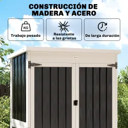 Caseta de Jardín de Madera y Acero 94x43x166 cm Armario para Herramientas con 2 Estantes Ajuatables y 2 Puertas ... - Ogal.Es