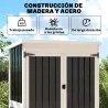 Caseta de Jardín de Madera y Acero 94x43x166 cm Armario para Herramientas con 2 Estantes Ajuatables y 2 Puertas ... - Ogal.Es