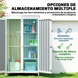 Caseta de Jardín de Madera y Acero 94x43x166 cm Armario para Herramientas con 2 Estantes Ajuatables y 2 Puertas ... - Ogal.Es