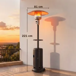 Estufa de Gas Butano 13 kW con Mesa Ø40 cm Regulación Continua del Calor Antivuelco Encendido Piezoeléctrico y R... - Ogal.Es