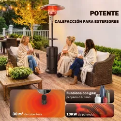 Estufa de Gas Butano 13 kW con Mesa Ø40 cm Regulación Continua del Calor Antivuelco Encendido Piezoeléctrico y R... - Ogal.Es