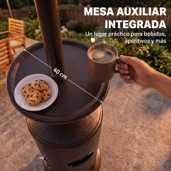 Estufa de Gas Butano 13 kW con Mesa Ø40 cm Regulación Continua del Calor Antivuelco Encendido Piezoeléctrico y R... - Ogal.Es