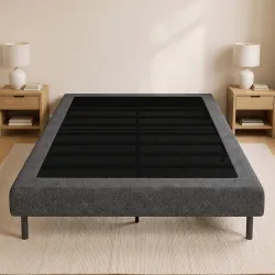 Cama Tapizada 144x195 cm con Funda de Chenilla Somier de Lamas de Madera Patas de Acero Fácil Montaje Carga 400 ... - Ogal.Es