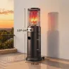 Estufa de Gas para Terraza 11 kW con Regulación Continua Rejilla Protectora Antivuelco y 2 Ruedas Negro - Ogal.Es