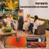 Estufa de Gas para Terraza 11 kW con Regulación Continua Rejilla Protectora Antivuelco y 2 Ruedas Negro - Ogal.Es