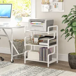 Soporte para Impresora de 3 Niveles con Marco Acero Estantería de Almacenamiento para Oficina Casa 55x40x77 cm B... - Ogal.Es
