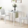 Mesa de Comedor de Cristal Mesa de Cocina Cuadrada para 4 Personas con Patas de Metal para Salón 75x75x75 cm Blanco - Ogal.Es