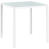 Mesa de Comedor de Cristal Mesa de Cocina Cuadrada para 4 Personas con Patas de Metal para Salón 75x75x75 cm Blanco - Ogal.Es