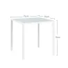 Mesa de Comedor de Cristal Mesa de Cocina Cuadrada para 4 Personas con Patas de Metal para Salón 75x75x75 cm Blanco - Ogal.Es