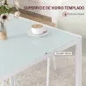 Mesa de Comedor de Cristal Mesa de Cocina Cuadrada para 4 Personas con Patas de Metal para Salón 75x75x75 cm Blanco - Ogal.Es
