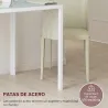 Mesa de Comedor de Cristal Mesa de Cocina Cuadrada para 4 Personas con Patas de Metal para Salón 75x75x75 cm Blanco - Ogal.Es