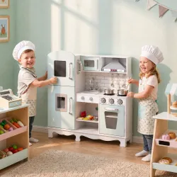 Cocina de Juguete de Madera con Luces y Sonidos Realistas Campana Extractora Dispensador de Agua Cafetera Nevera... - Ogal.Es