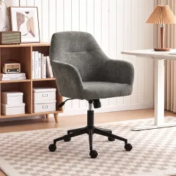 Silla de Oficina de Chenilla con Ruedas Función Basculante Altura Ajustable Acolchado Grueso para Casa Oficina Gris - Ogal.Es