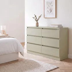 Cómoda de 6 Cajones Sinfonier Moderno, Soporte para TV hasta 47 Pulgadas 100x35x69 cm Marrón Claro - Ogal.Es