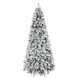 Árbol de Navidad Artificial 270 cm con 1507 Ramas Base Metálica Plegable Montaje Rápido para Salón Interior Blanco - Ogal.Es