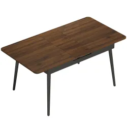 Mesa de Comedor Extensible para 4-6 Personas Estilo Industrial Esquinas Redondeadas 130-160x85x75 cm Nogal - Ogal.Es