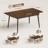 Mesa de Comedor Extensible para 4-6 Personas Estilo Industrial Esquinas Redondeadas 130-160x85x75 cm Nogal - Ogal.Es