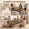 Mesa de Comedor Extensible para 4-6 Personas Estilo Industrial Esquinas Redondeadas 130-160x85x75 cm Nogal - Ogal.Es