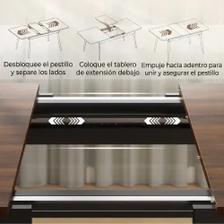 Mesa de Comedor Extensible para 4-6 Personas Estilo Industrial Esquinas Redondeadas 130-160x85x75 cm Nogal - Ogal.Es