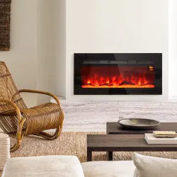 Chimenea Eléctrica de Pared y Empotrable 1800W con Llama 3D 3 Colores 5 Niveles Brillo Mando Pantalla Táctil par... - Ogal.Es