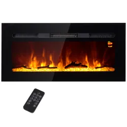 Chimenea Eléctrica de Pared y Empotrable 1800W con Llama 3D 3 Colores 5 Niveles Brillo Mando Pantalla Táctil par... - Ogal.Es