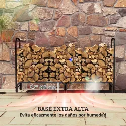 Estante de Leña con Funda Oxford 600D de Metal Robusto Ajustable Carga 200 kg para Interior Exterior 180x36x99 c... - Ogal.Es