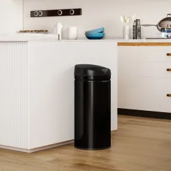 Cubo de Basura Cocina Automático 42 L Sensor Infrarrojo Cierre Automático Antihuellas Acero Inoxidable Negro - Ogal.Es