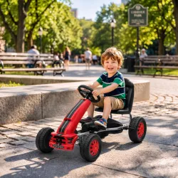 Go Kart para Niños de 3-5 Años con Asiento Ajustable Volante Freno Manual Marco de Aluminio y Acero Carga 30 kg ... - Ogal.Es