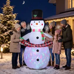 Muñeco de Nieve Hinchable de Navidad 205 cm con Luces LED y Música Decoración Navideña para Jardín Patio Terraza... - Ogal.Es