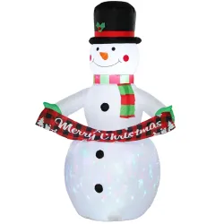 Muñeco de Nieve Hinchable de Navidad 205 cm con Luces LED y Música Decoración Navideña para Jardín Patio Terraza... - Ogal.Es
