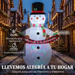 Muñeco de Nieve Hinchable de Navidad 205 cm con Luces LED y Música Decoración Navideña para Jardín Patio Terraza... - Ogal.Es