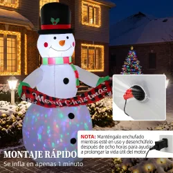 Muñeco de Nieve Hinchable de Navidad 205 cm con Luces LED y Música Decoración Navideña para Jardín Patio Terraza... - Ogal.Es