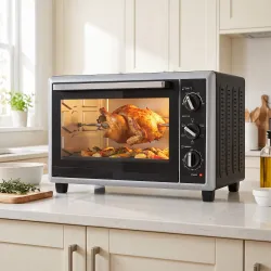 Horno Eléctrico de Sobremesa 46 L Mini Horno con Convección Asador Giratorio y Temporizador 1800 W - Ogal.Es